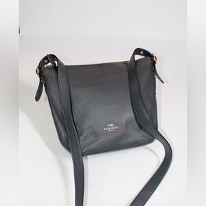 Coach Danny Duffle Navy Pebbled Leather Crossbody Bag with Gold Hardware